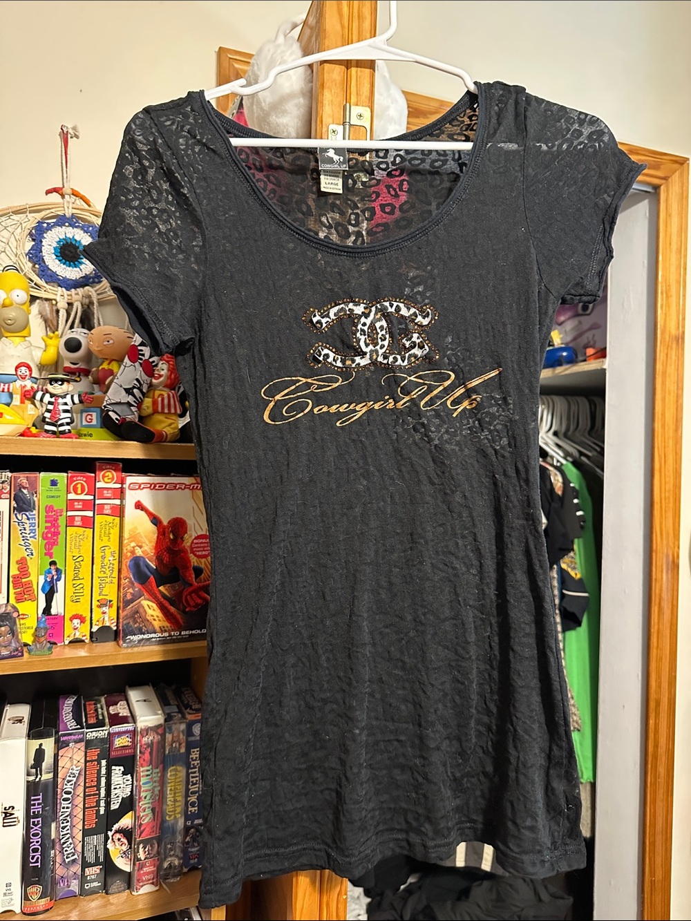 Short Sleeve Cheetah Black Shear Top